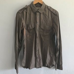 Burberry Gray Long Sleeve Button Up Dress Shirt